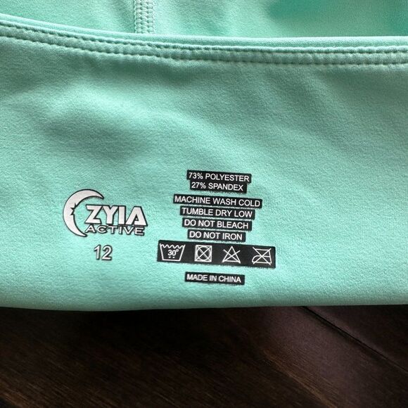 𝅺NWOT Zyia Active Turquoise Zipper pocket light n tight, Size !2, Compression - Picture 9 of 9